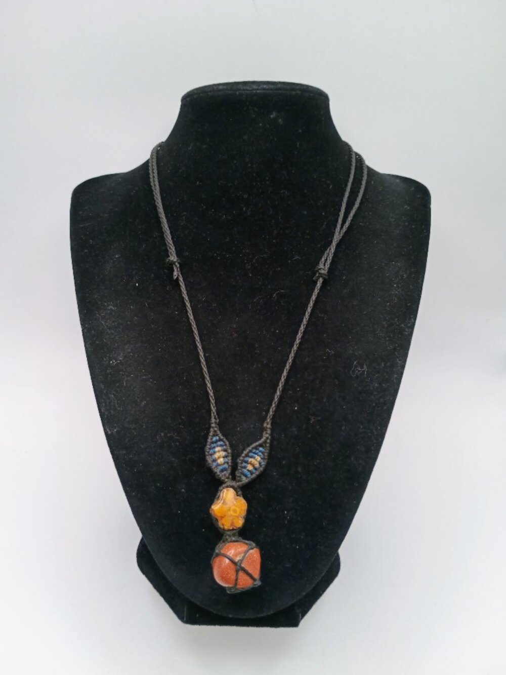 Handmade Macrame Necklace with Tiger's Eye and Ayahuasca Flower